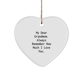 Grandmom Love Heart Ornament, Funny Quote Gifts for Grandmom, Heart Shaped Ornament, Gifts from Men to Grandmom, Christmas Unique Gifts - Image 1